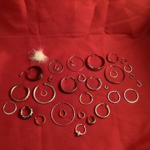 Single hoops pierced ear earrings lot all costume jewelry